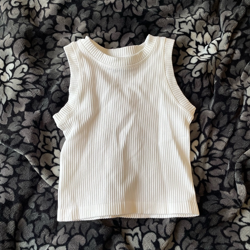 Aura White Ribbed Tank